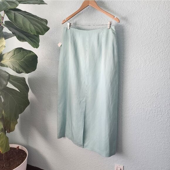 Worthington vintage silk linen blend front and back slit maxi skirt - Picture 2 of 13